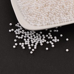 Blanco Sin agujero abs imitación de perlas de plástico redondo perlas, teñido, blanco, 3 mm, sobre 10000 unidades / bolsa