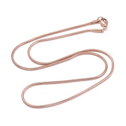 Rose Gold 304 Stainless Steel Snake Chain Necklaces, with 304 Stainless Steel Clasps, Rose Gold, 17.8 inch(45.3cm), 1.5mm