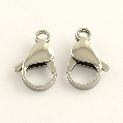 Stainless Steel Color 304 Stainless Steel Lobster Claw Clasps, Stainless Steel Color, 16x10x4.5mm, Hole: 2mm