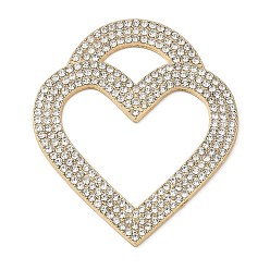 Crystal Alloy Rhinestone Big Pendants, Heart Charms, Golden, Crystal, 59.5x50x2.5mm, Hole: 17x10mm