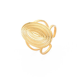 Chapado en Oro Real 18K Chapado en iones (ip) 304 anillo de puño abierto ovalado de acero inoxidable para mujer, sin níquel, real 18 k chapado en oro, tamaño de EE. UU. 8 (18.1 mm)