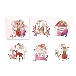Deep Pink 5Pcs 5 Styles Bling Bling PET Waterproof Forest Cat Decorative Stickers, Self-adhesive  Decals, for DIY Scrapbooking, Deep Pink, Packing: 117x95mm, 1pc/style