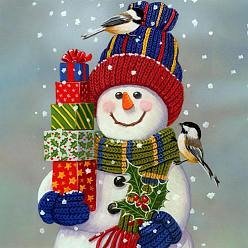 Снеговик Наборы алмазной живописи на рождественскую тему своими руками, включая стразы из смолы, алмазная липкая ручка, поднос тарелка и клей глина, снеговик, 400x300 мм