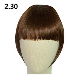 Brun Clair Clip en frange de cheveux pour les femmes, fibre haute température résistante à la chaleur, frange plate synthétique avec franges sur le devant de la tempe, brun clair, 19.6~21.6 pouce (50~55 cm)