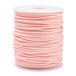 Pearl Pink Hollow Pipe PVC Tubular Synthetic Rubber Cord, Wrapped Around White Plastic Spool, Pearl Pink, 2mm, Hole: 1mm, about 54.68 yards(50m)/roll
