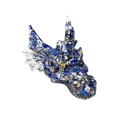Lapis Lazuli Résine de dragon avec éclats de lapis-lazuli naturels à l'intérieur des décorations d'affichage, figurine décoration de la maison, 60x90x40mm