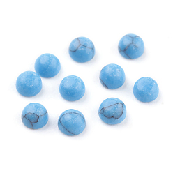 Turquesa Sintético Cabujones azul turquesa sintéticos, semicírculo, 3x2 mm