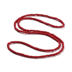 Dark Red Waist Beads, Glass Seed Beaded Stretch Waist Chain for Women, Dark Red, 31-1/2 inch(80cm), Beads: 5mm