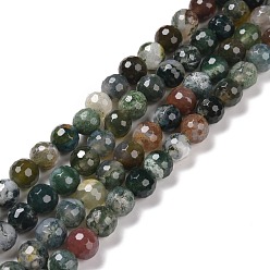 Indian Agate Natural Indian Agate Beads Strands, Faceted(128 Facets), Round, 8mm, Hole: 1.2mm, about 48pcs/strand, 14.96''(38cm)
