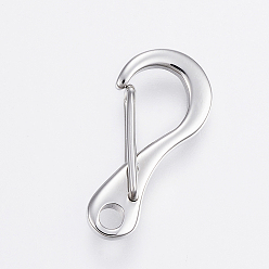Stainless Steel Color 304 Stainless Steel Keychain Clasp Findings, Stainless Steel Color, 21x10x2~4mm, Hole: 2.5mm