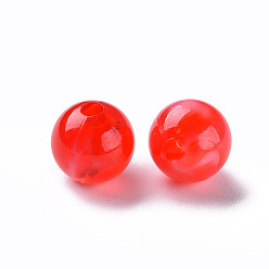 Rouge Perles acryliques, pierre d'imitation, ronde, rouge, 8mm, Trou: 1.8mm, environ2000 pcs / 500 g