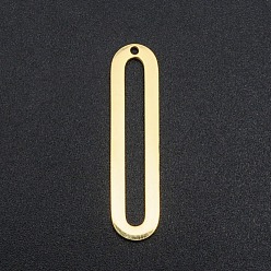 Golden 201 Stainless Steel Open Back Bezel Pendants, For DIY UV Resin, Epoxy Resin, Pressed Flower Jewelry, Oval, Laser Cut, Golden, 30x7x1mm, Hole: 1.2mm