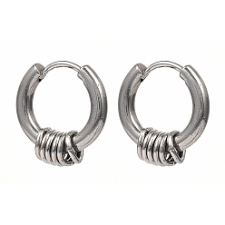 Stainless Steel Color 304 Stainless Steel Huggie Hoop Earrings, Hypoallergenic Earrings, with 316 Surgical Stainless Steel Pin, Ring, Stainless Steel Color, 15x14.5x5mm, Pin: 1mm