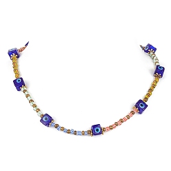 Colorful Evil Eye Lampwork & Glass Seed Beaded Necklace for Women, Colorful, 20.35 inch(51.7cm)