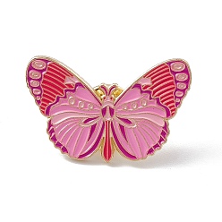 Бледно-Розовый Эмалированная булавка в виде бабочки, брошь из сплава легкого золота для рюкзака с одеждой, розовый жемчуг, 20x30x2 мм, штифты : 1.3 мм