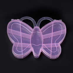 Pink Butterfly Plastic Bead Storage Containers, 13 Compartments, Pink, 11.2x13.8x1.9cm