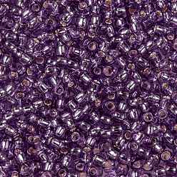 (2219) Silver Lined Light Grape Toho perles de rocaille rondes, perles de rocaille japonais, (2219) raisin clair doublé d'argent, 15/0, 1.5mm, Trou: 0.7mm, à propos 3000pcs / bouteille, 10 g / bouteille