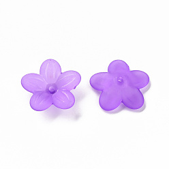 Violet Bleu Givrées coupelles acrylique, 5 pétales, fleur, bleu violet, 19.5x20x5.5mm, Trou: 1.6mm, environ740 pcs / 500 g