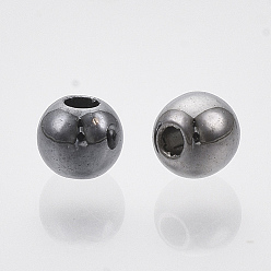 Gunmetal CCB Plastic Beads, Round, Gunmetal, 3.5~4x3.5mm, Hole: 1mm, about 16000pcs/500g