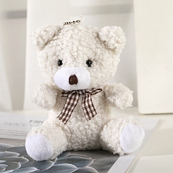 Белый Дым Милые плюшевые хлопковые куклы-медведи из полипропилена, подвесные украшения, со сплавочной фурнитурой, для подвесного украшения сумки-брелока, серый, 10 см