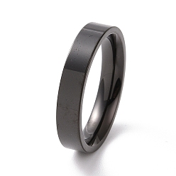 Electrophoresis Black 201 Stainless Steel Plain Band Ring for Women, Electrophoresis Black, 4mm, Inner Diameter: 17mm
