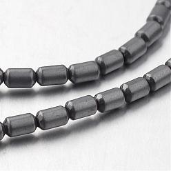Original Color Non-magnetic Synthetic Hematite Bead Strands, Frosted, Column, Original Color, 4x2mm, Hole: 1mm, about 112pcs/strand, 15.7 inch