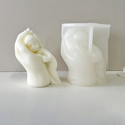 Blanc Moules à bougies en silicone pour la main de la mère et le bébé, pour la fabrication de bougies parfumées, blanc, 8.4x7.1x10.5 cm