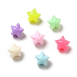 Mixed Color Macaron Color Opaque Acrylic Beads, Star, Mixed Color, 11.5x11x10mm, Hole: 2mm, about 1000pcs/500g