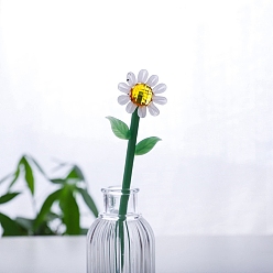 Floral Blanca Decoración floral de vidrio hecha a mano, adorno de arreglo de jarrón de vidrio, blanco floral, 185x50 mm