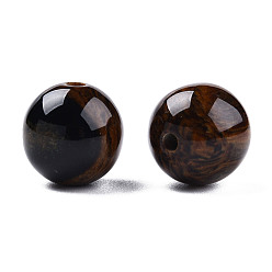 Brun De Noix De Coco Perles en résine, pierre d'imitation, ronde, brun coco, 12x11.5mm, Trou: 1.5~3mm