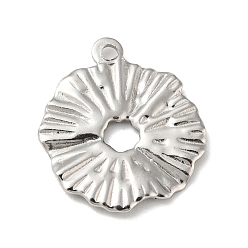 Stainless Steel Color Textured 304 Stainless Steel Pendants, Flower, Hollow, Jewelry Making, for Women, Stainless Steel Color, 21x18x1mm, Hole: 1.8mm