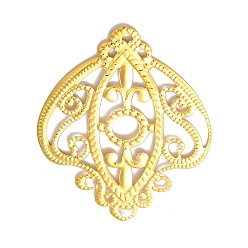 Golden Iron Filigree Joiners, Etched Metal Embellishments, Flower, Golden, 66x53x1mm