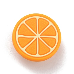 Naranja Perlas focales de silicona ecológicas de grado alimenticio, masticar cuentas para mordedores, diy collares de enfermería haciendo, naranja, naranja, 21.5x10.5 mm, agujero: 2 mm