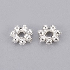 Silver CCB Plastic Bead Spacers, Flower, Silver Color Plated, 4x1mm, Hole: 1mm