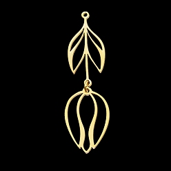 Golden 201 Stainless Steel Pendants, Laser Cut, with Jump Rings, Flower, Golden, 48.5mm, Hole: 1.2mm