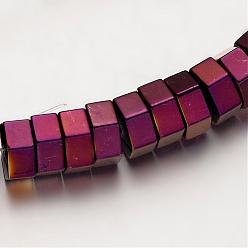 Plateado Púrpura Electroplate hematites sintética hebras de perlas no magnéticas, hexágono, púrpura chapado, 8x4 mm, agujero: 1 mm, sobre 97 unidades / cadena, 15.7 pulgada