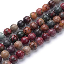 Picasso Jasper Natural Picasso Stone/Picasso Jasper Beads Strands, Round, 6mm, Hole: 1mm, about 59~61pcs/strand, 15.2~15.3 inch