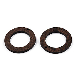 Brun De Noix De Coco Pendentifs en bois de wengé naturel, non teint, charmes d'anneau, brun coco, 38.5x3.5mm, Trou: 2mm