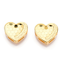 Real 18K Gold Plated 925 Sterling Silver Charms, Heart with Word Forever Love Charms, Nickel Free, Real 18K Gold Plated, 9.5x11x3mm, Hole: 1mm