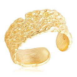 Oro 925 anillo de puño abierto grueso texturizado de plata esterlina para mujer, dorado, tamaño de EE. UU. 5 1/4 (15.9 mm)