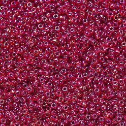 (RR1010) Silverlined Flame Red AB MIYUKI Round Rocailles Beads, Japanese Seed Beads, (RR1010) Silverlined Flame Red AB, 11/0, 2x1.3mm, Hole: 0.8mm, about 1100pcs/bottle, 10g/bottle