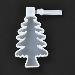 Blanco Moldes de silicona de luces de navidad diy, moldes de resina, herramientas de molde de artesanía de arcilla, árbol de Navidad, blanco, 70x58x11 mm, agujero: 5 mm