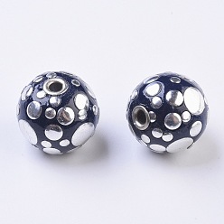 Black Handmade Indonesia Beads, with Metal Findings, Round, Black, 24mm, Hole: 3.5mm