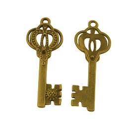 Античное Золото Сеттинги для кулона(страза), тибетский стиль, ключ, без кадмия и без свинца, античное золото , 44x16x2 мм, отверстие : 2 мм , пригодный для стразов 2 мм