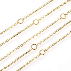 Golden 304 Stainless Steel Necklace, Cable Chains, with Lobster Clasps, Golden, 18.5 inch(47cm), 1mm, Jump Ring: 4x0.5mm