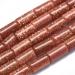 Goldstone Synthetic Goldstone Beads Strands, Column, 3.5~4x2mm, Hole: 0.7mm, hole: 0.7mm, about 100pcs/strand, 15.35 inch(39cm)