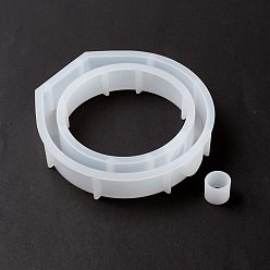 Blanc Moules en silicone pour support d'affichage à anneau rond, pour tube à essai de plantation d'eau, moules de résine, blanc, 157x154x32mm, diamètre intérieur: 142x140 mm, trou: 17 mm et 21x19 mm, 2 pièces / kit