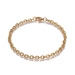 Golden 304 Stainless Steel Cable Chain Bracelets, with Lobster Claw Clasp, Golden, 7-7/8 inch(20cm)