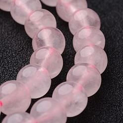Cuarzo Rosa Redondos de cuarzo natural aumentó hebras de perlas, 10 mm, agujero: 1 mm, sobre 38~39 unidades / cadena, 15 pulgada
