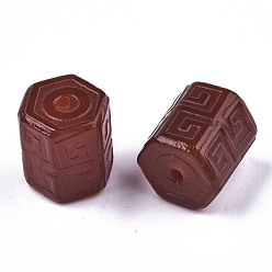 FireBrick Carved Natural Agate Beads Strands, Dyed, Hexagon, FireBrick, 15x13x13mm, Hole: 2mm